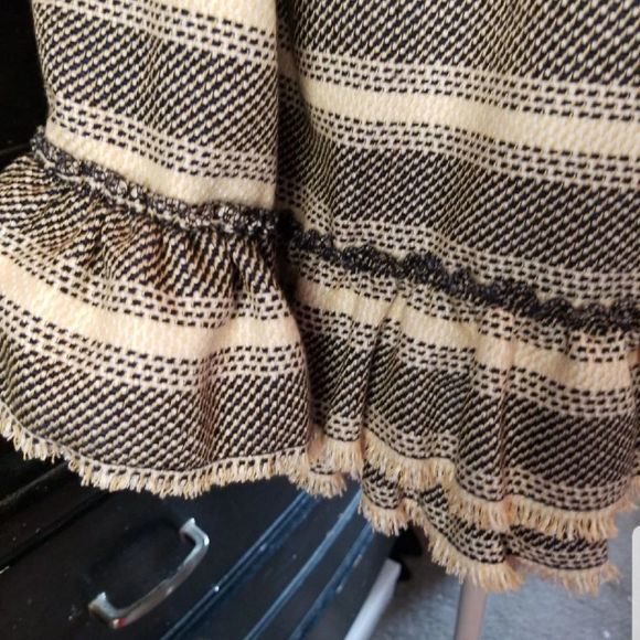 Kie & Kate Couture Woven Ruffled Frill Jacket Sz M, Navy & Cream - Picture 4 of 12